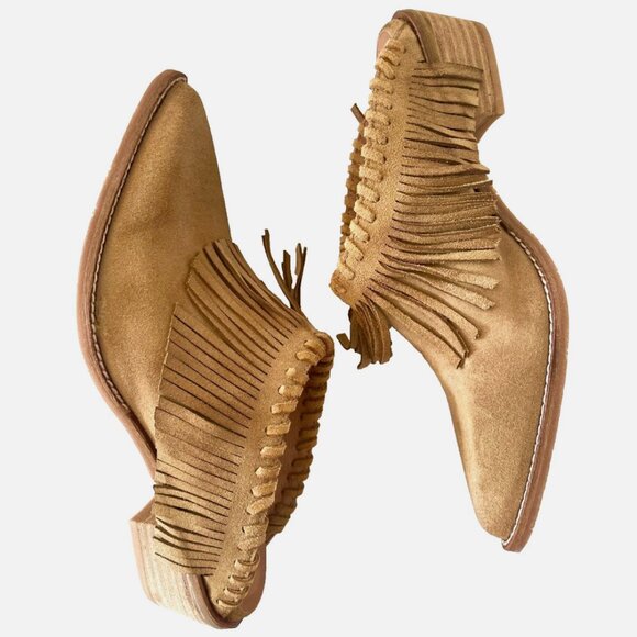 NEW! ANTELOPE DABNEY MULES SUEDE FRINGE BOOTS TAN TAUPE SHOES WOMENS 40 9 9.5 - Picture 10 of 16